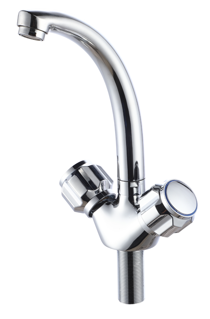 Double Handle Deck Mounted Foot Kitchen Sink/Basin Mixer